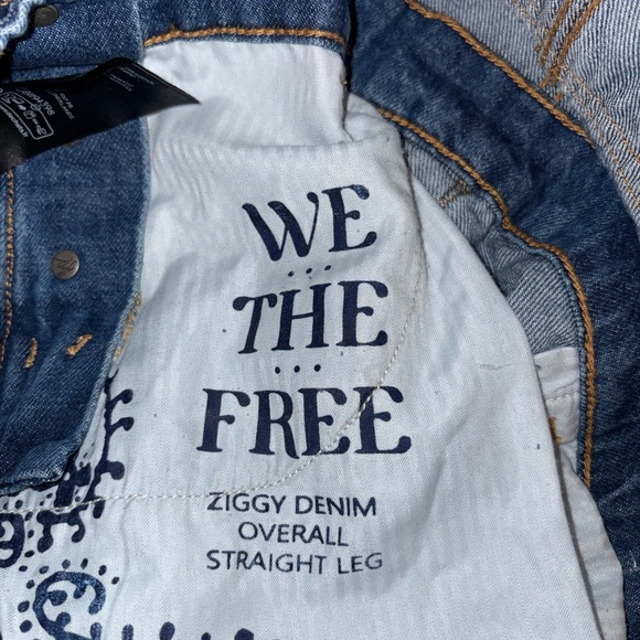 Free People We The Free Ziggy Denim Overalls Straight Leg Large - Picture 8 of 9